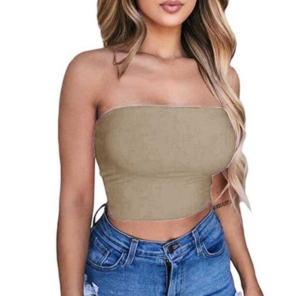 Women Sexy Strapless Tube Tops Off Shoulder Sleeveless Bustiers Crop Tops Backless Slim Fit Tank Vest Streetwear