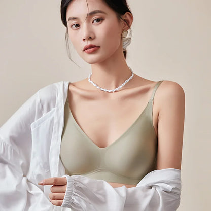 Women Silk Bra 89% Mulberry Silk 11% Spandex Lining 3/4 Cups Everyday wear Bra Wireless Wire Free Beige Black Intimates TA002