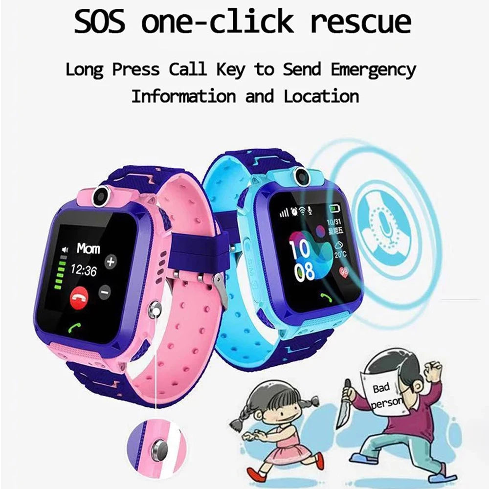 New Smart Watch For Kids Q12 Wristatch For Boys Girl Anti-lost Smartwatch Tracker Watch Wrist Mobile Camera Cell Phone Best Gift