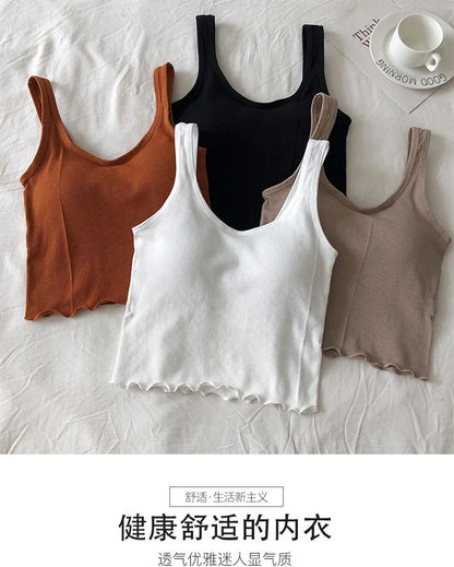 Cropped Tanks Ruffles Tube Top Women Bralette Crop Top Sexy Lingerie Bra Sports Underwear Fashion Ladies Street Tops Camisole