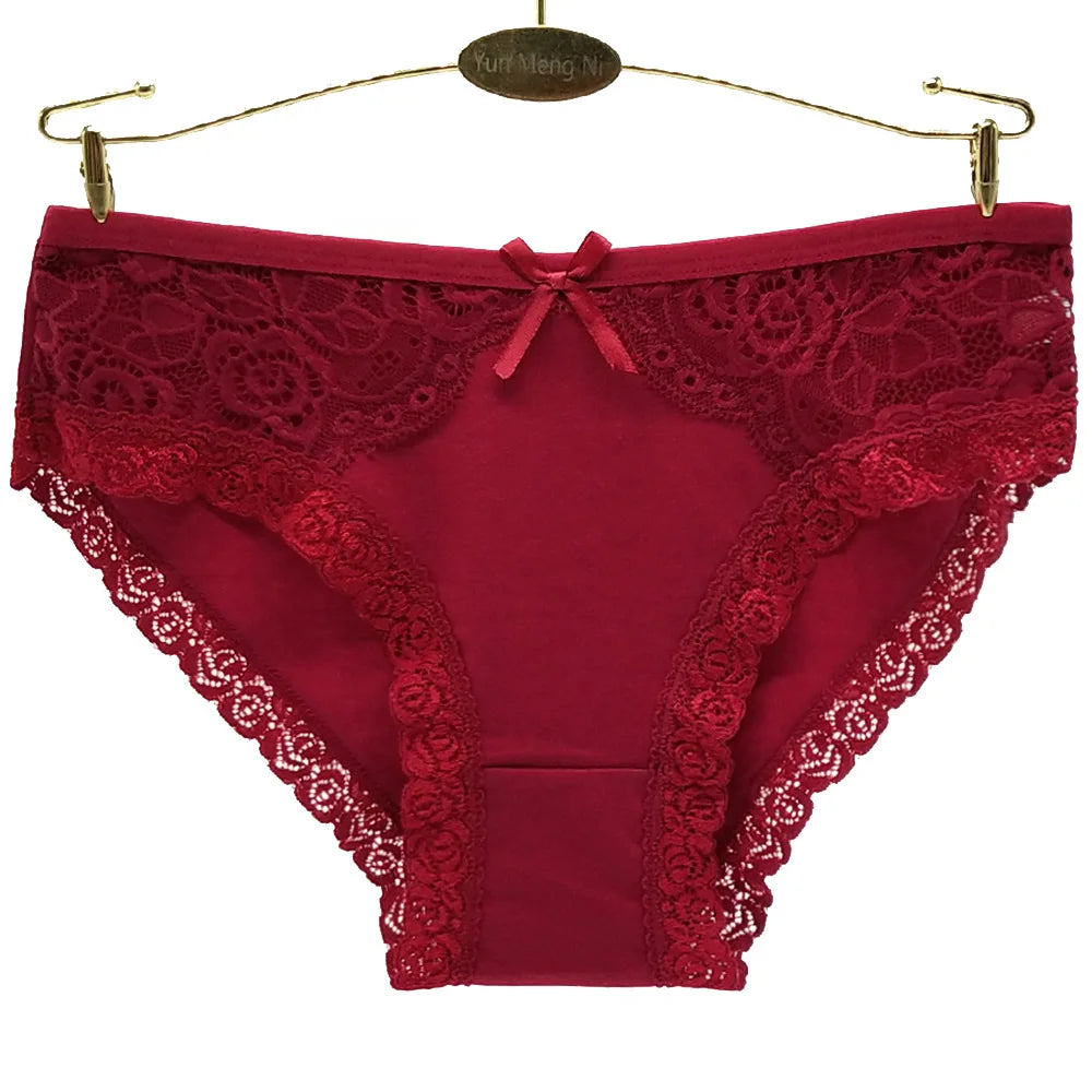 Women Underwear Cotton Sexy Lace Ladies Knickers Panties Low Waist Everyday Briefs 5 pcs/lot