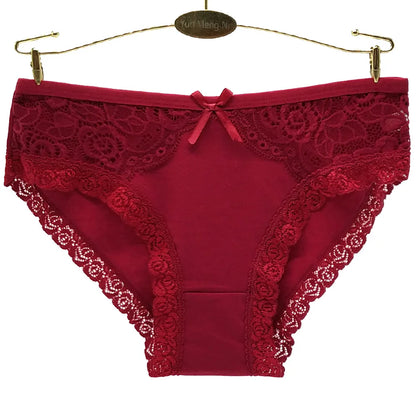Women Underwear Cotton Sexy Lace Ladies Knickers Panties Low Waist Everyday Briefs 5 pcs/lot