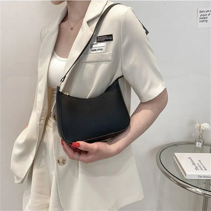 Women's Fashion Handbags Retro Solid Color PU Leather Shoulder Underarm Bag Casual Women  Handbags Designer Bag