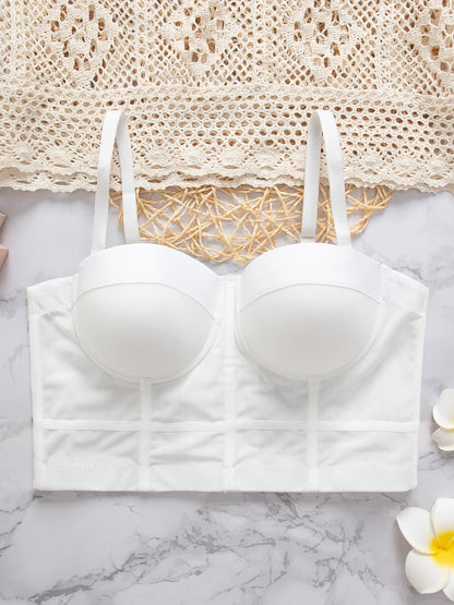 Breathable Bra Buckle Style Design Adjustable Size Solid Color Simplicity Elegant Comfortable New Shoulder Strap Gauze Bra