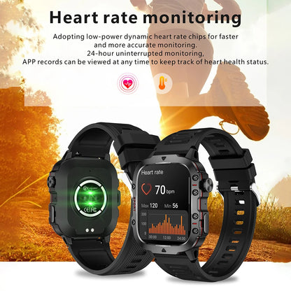 Smart Watch Men With LED Lighting Compass Sports Fitness Tracker Watch IP67 Waterproof Bluetooth Talk SmartWatch 2024