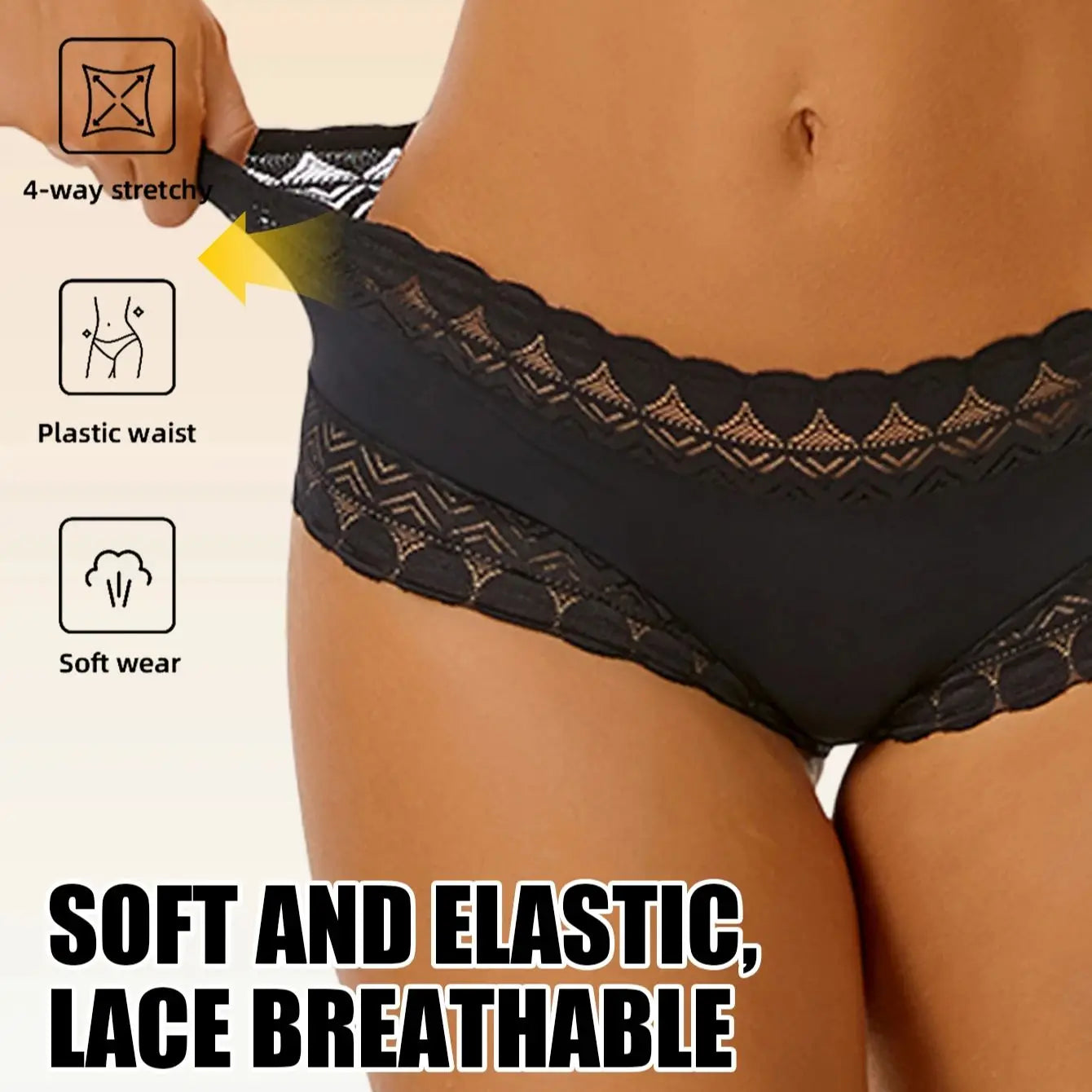 Women's underwear new summer sexy lace mid-low waist black underwear lifting buttocks and belly lightweight breathable without a