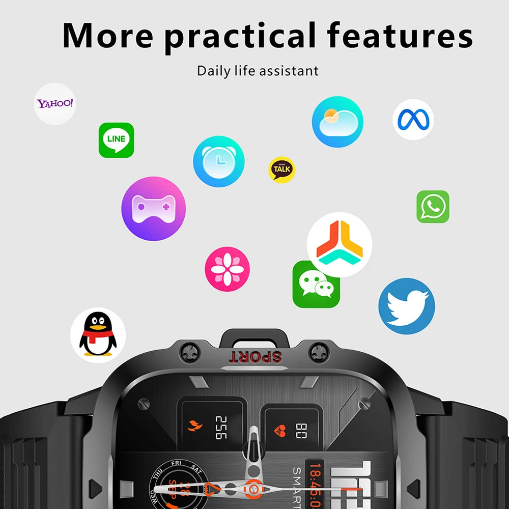 Smart Watch Men With LED Lighting Compass Sports Fitness Tracker Watch IP67 Waterproof Bluetooth Talk SmartWatch 2024