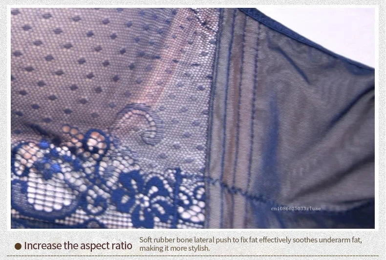 Bra Large Size Lace Bralette Back Four Row Adjustment Bra Thickened Upper Support Lace Top Support Gathering Bra for Women