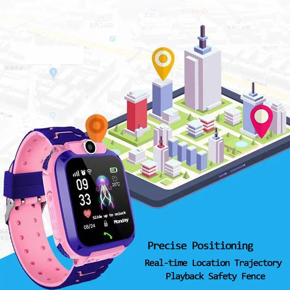 New Smart Watch For Kids Q12 Wristatch For Boys Girl Anti-lost Smartwatch Tracker Watch Wrist Mobile Camera Cell Phone Best Gift