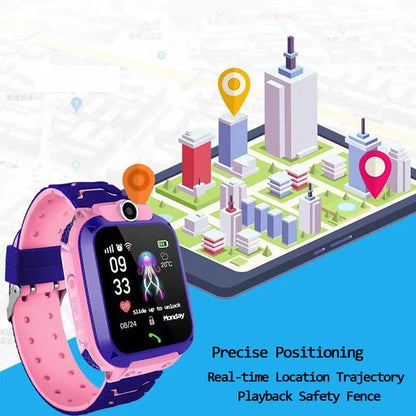 New Smart Watch For Kids Q12 Wristatch For Boys Girl Anti-lost Smartwatch Tracker Watch Wrist Mobile Camera Cell Phone Best Gift