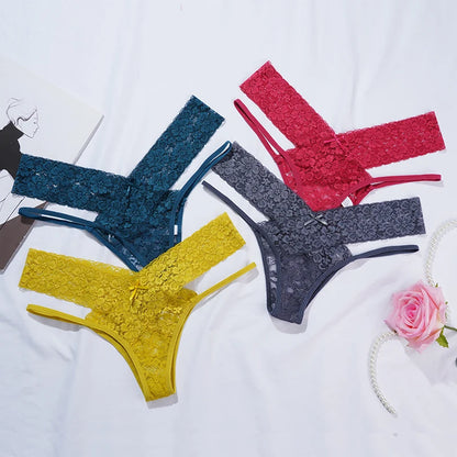 Sexy Lace Ladies Panties Low Waist Underwear Briefs Female Solid Color Underpants Breathable Hollow Out Seamless Lingerie