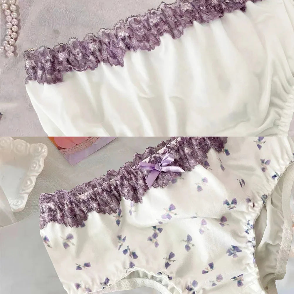 Underwear Female Sexy Lace Flower Thin Japanese Low-Waist Triangle Shorts Girls Panties Women G-strings Thongs Intimates
