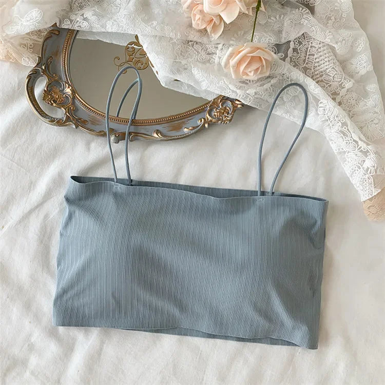 Women Sling Tube Top Sexy Bra Top Breathable Chest Pad Wearing Underwear Strapless Blouse Tube Top Bandeau