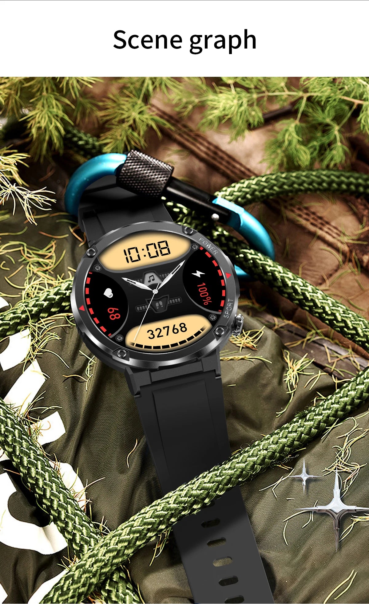 Smart Watch 1.6inch 400*400 Round Screen Bluetooth Call Heart Rate Hi-Fi Speakers IP68 Waterproof Sport Tracket Smartwatch