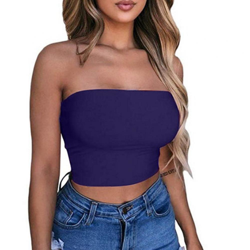 Women Sexy Strapless Tube Tops Off Shoulder Sleeveless Bustiers Crop Tops Backless Slim Fit Tank Vest Streetwear