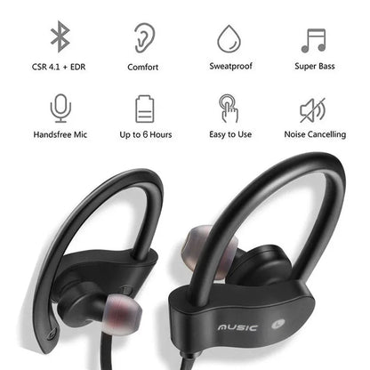 Bluetooth 4.1 Earphone Earloop Earbuds Stereo Bluetooth Headset Wireless Sport Earpiece Handsfree With Mic For Cell Smart Phones