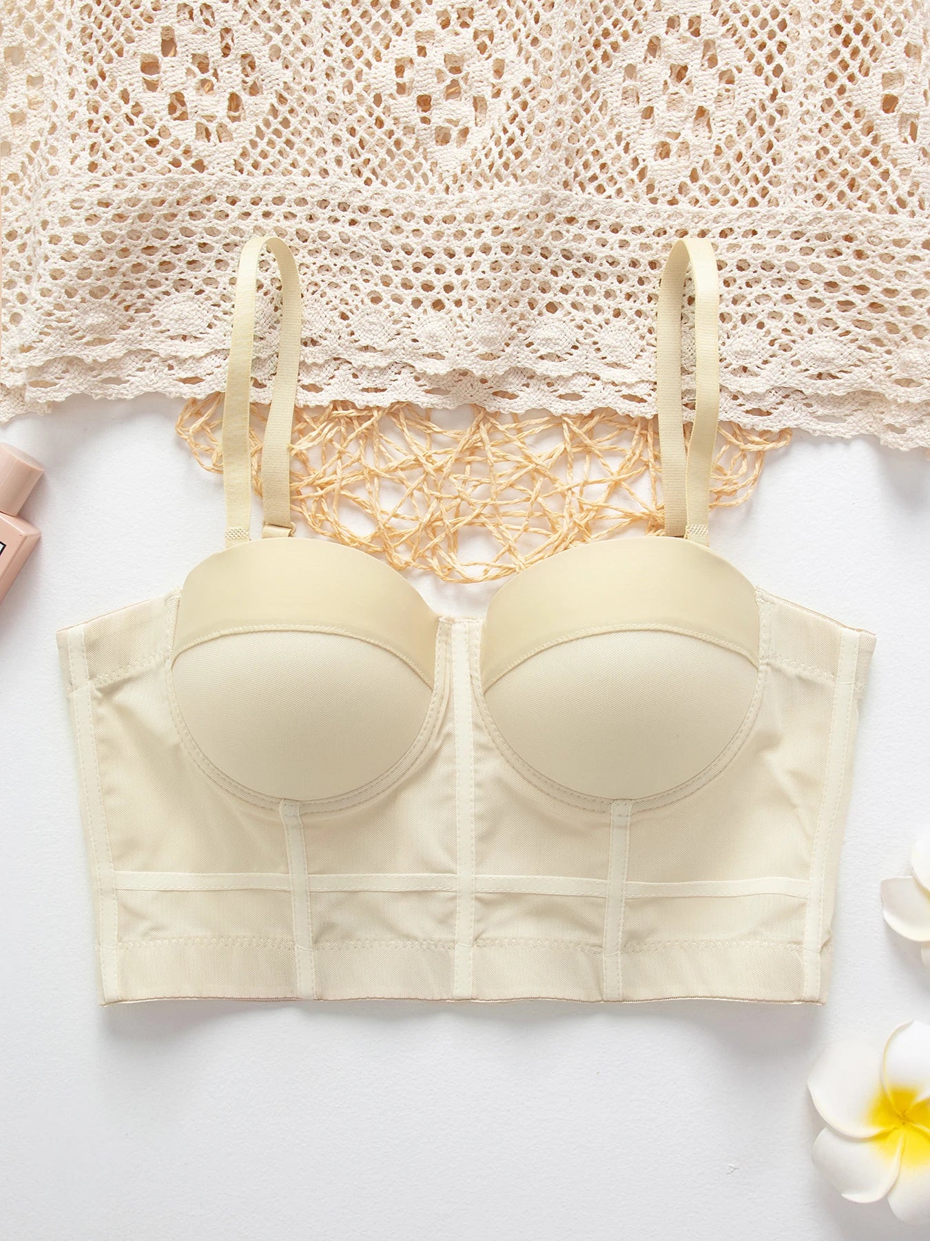 Breathable Bra Buckle Style Design Adjustable Size Solid Color Simplicity Elegant Comfortable New Shoulder Strap Gauze Bra