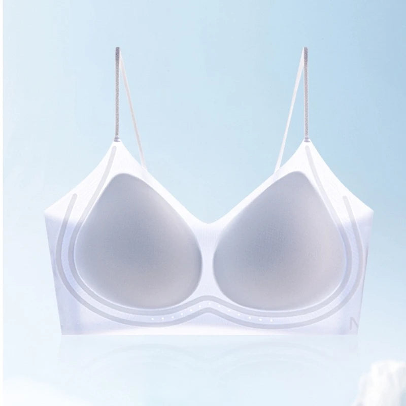 Women's Invisible Backless Tube Top with Liquid Foundation and No Steel Ring, Anti-sagging and Gathered Camisole Bra