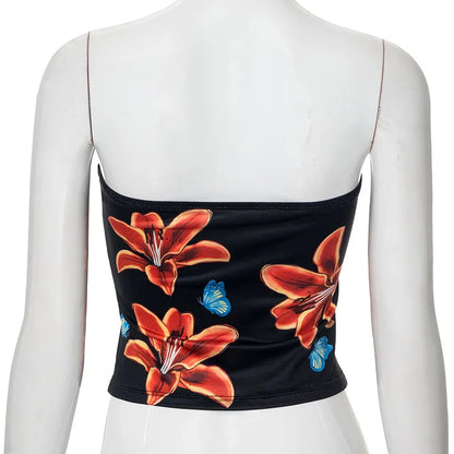 Sexy Tube Top Floral Print Bralette Mujer Mini Lenceria Femenina Ladies Bandeau Top Strapless Bra For Women Underwear Bustier