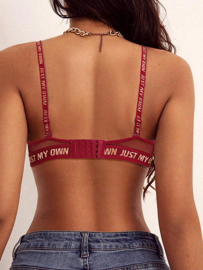BEAUWEAR Fashion Letter Print Bra for Woman Push Up Bra with wire Mesh Underwear Breathable 75B 80B 85B 90B