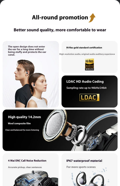 EarFun OpenJump Open-Ear Wireless Earbuds 4-mic AI Noise Cancellation IPX7 Waterproof Hi-Res LDAC Low Latency Earphone Custom