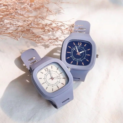 Watches for Elegant Women Simple Fashion Watch Minimalist Design Square Big Dial Soft Wristwatch Valentines Gift for Women Girls