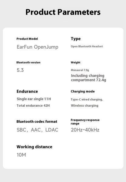EarFun OpenJump Open-Ear Wireless Earbuds 4-mic AI Noise Cancellation IPX7 Waterproof Hi-Res LDAC Low Latency Earphone Custom
