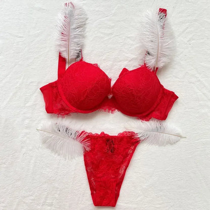 Women Bra Set Sexy Underwear Vs Push Up Bra And Panty Set Letter Rhinestones Panties G String Pink Lingerie Set For Woman