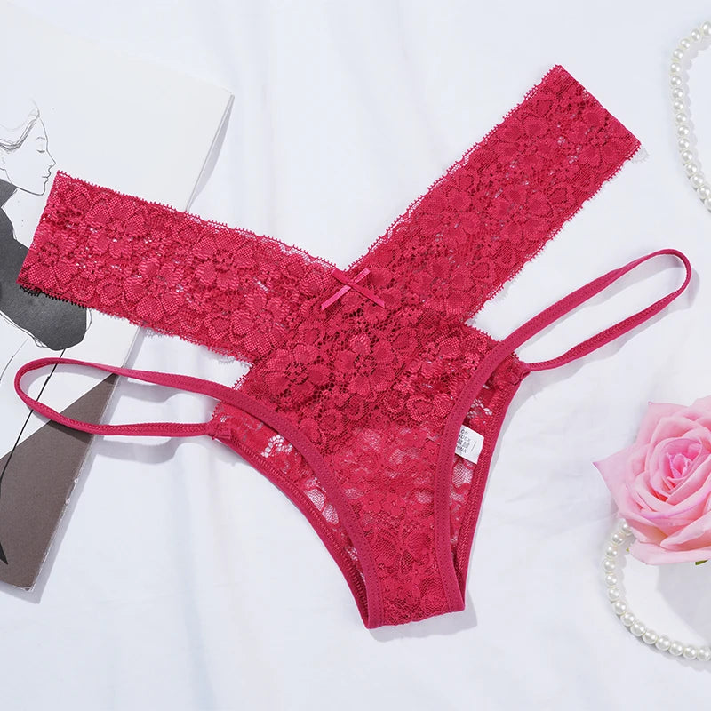 Sexy Lace Ladies Panties Low Waist Underwear Briefs Female Solid Color Underpants Breathable Hollow Out Seamless Lingerie