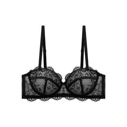 Bra of Women French Luxury Big Chest Appears Small Single Layer Ultra-thin Comfortable Gathering Sexy Lace Bra OWD6141