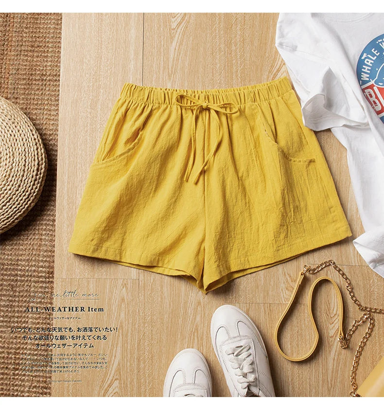 Cotton Linen Shorts Women Fashion Workout Shorts High Waiste Short Pants Ladies Black Shorts Casual Women Shorts Sport Femme
