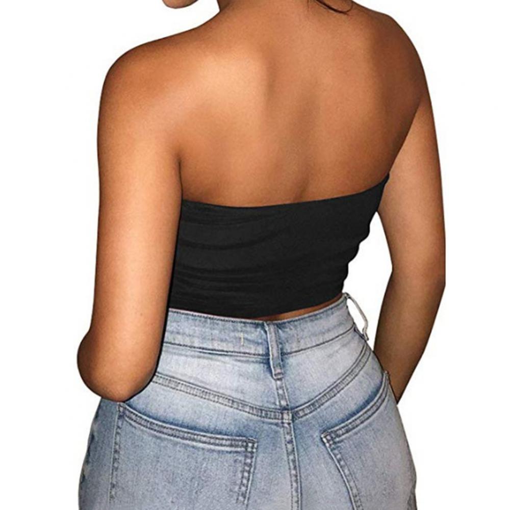 Women Sexy Strapless Tube Tops Off Shoulder Sleeveless Bustiers Crop Tops Backless Slim Fit Tank Vest Streetwear