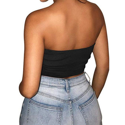Women Sexy Strapless Tube Tops Off Shoulder Sleeveless Bustiers Crop Tops Backless Slim Fit Tank Vest Streetwear
