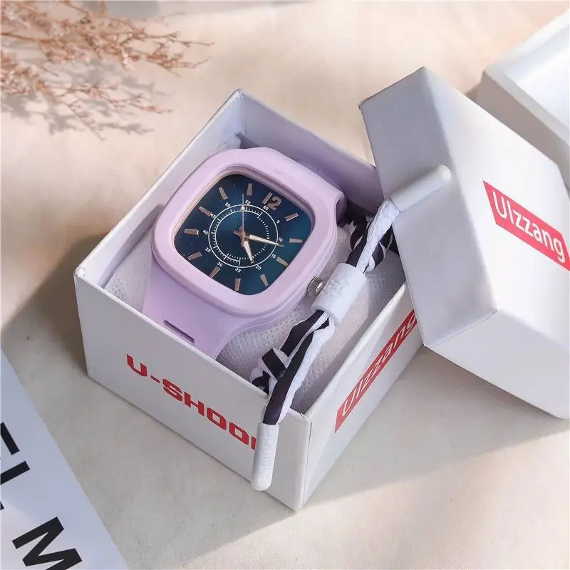 Watches for Elegant Women Simple Fashion Watch Minimalist Design Square Big Dial Soft Wristwatch Valentines Gift for Women Girls