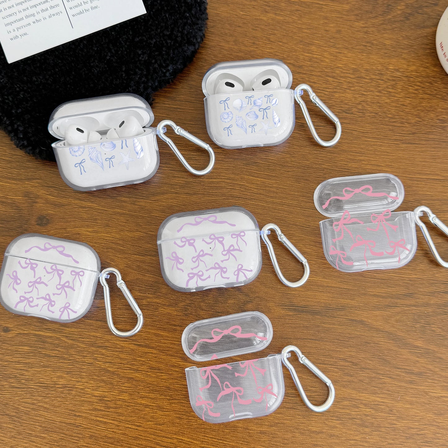 Pink Bow Designed Case For AirPods 4 3 1 2 Gen TPU Earphone Protecitve Case For AirPods Pro 2/Pro Cover with Keychain Accessory