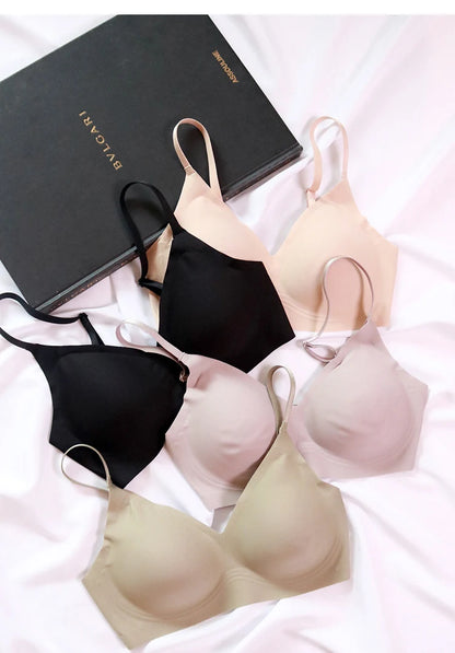Women Silk Bra 89% Mulberry Silk 11% Spandex Lining 3/4 Cups Everyday wear Bra Wireless Wire Free Beige Black Intimates TA002