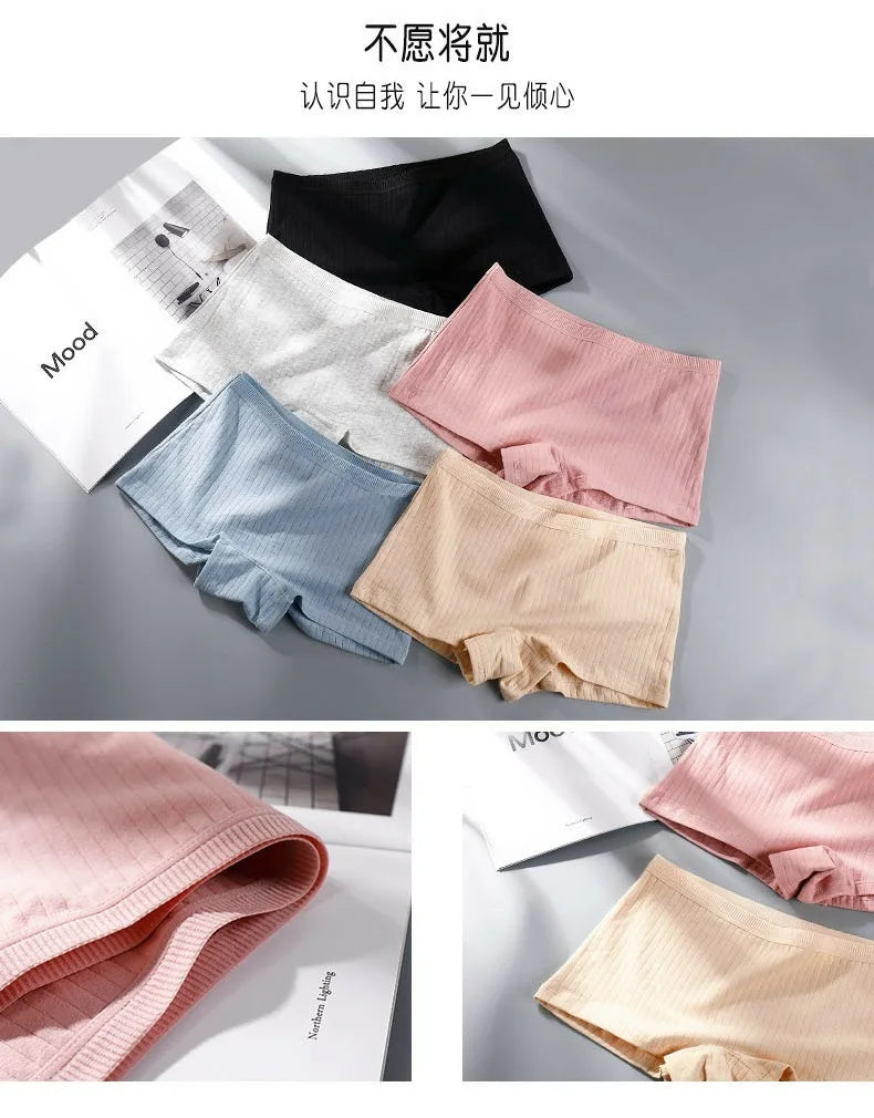 Women Boxers Underwear Cotton Ladies Safety Pants Female Seamless Underpants Solid Cozy Sexy Lingerie Трусы Женские