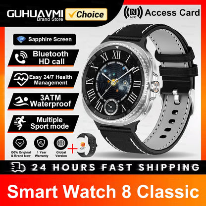 2025 NEW Smart Watch 8 Classic 46mm 1.43" AMOLED Screen IP68 Waterproof Sports Smartwatch BT Call Watch 7 Upgraded for Men Women