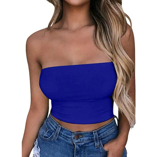 Women Sexy Strapless Tube Tops Off Shoulder Sleeveless Bustiers Crop Tops Backless Slim Fit Tank Vest Streetwear
