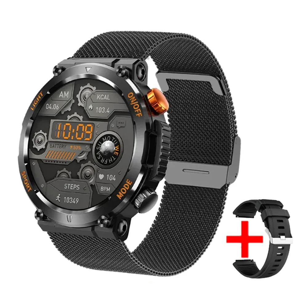Smart Watch Men With LED Lighting Compass Sports Fitness Tracker Watch IP67 Waterproof Bluetooth Talk SmartWatch 2024