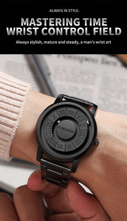2025 New Men's Watches Top Luxury Quartz Watch For Men Creative Scrolling Pointer Magnetic Force Wrist Clock Relogio Masculino