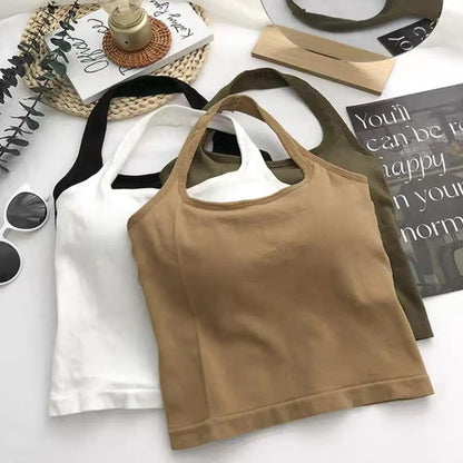 Women Halter Neck Tube Camis Sexy Backless Black White Tank Tops Streetwear Vest Female Crop Top Summer Basic T-shirts Ladies