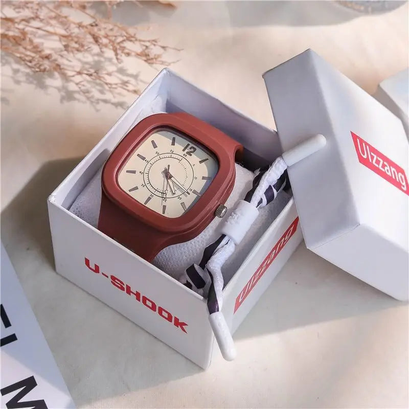 Watches for Elegant Women Simple Fashion Watch Minimalist Design Square Big Dial Soft Wristwatch Valentines Gift for Women Girls