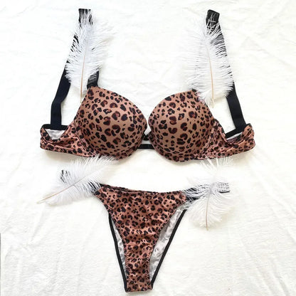 Women Bra Set Sexy Underwear Vs Push Up Bra And Panty Set Letter Rhinestones Panties G String Pink Lingerie Set For Woman