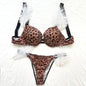 Women Bra Set Sexy Underwear Vs Push Up Bra And Panty Set Letter Rhinestones Panties G String Pink Lingerie Set For Woman