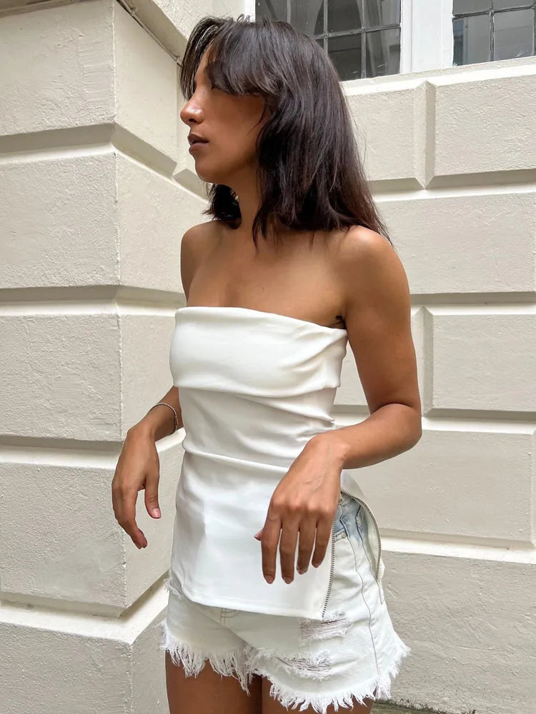 MUJER 2025 Tube Top Women Off shoulder Corset Top Woman White Black Sexy Backless Tank tops Summer Sleeveless Bustier Top Woman
