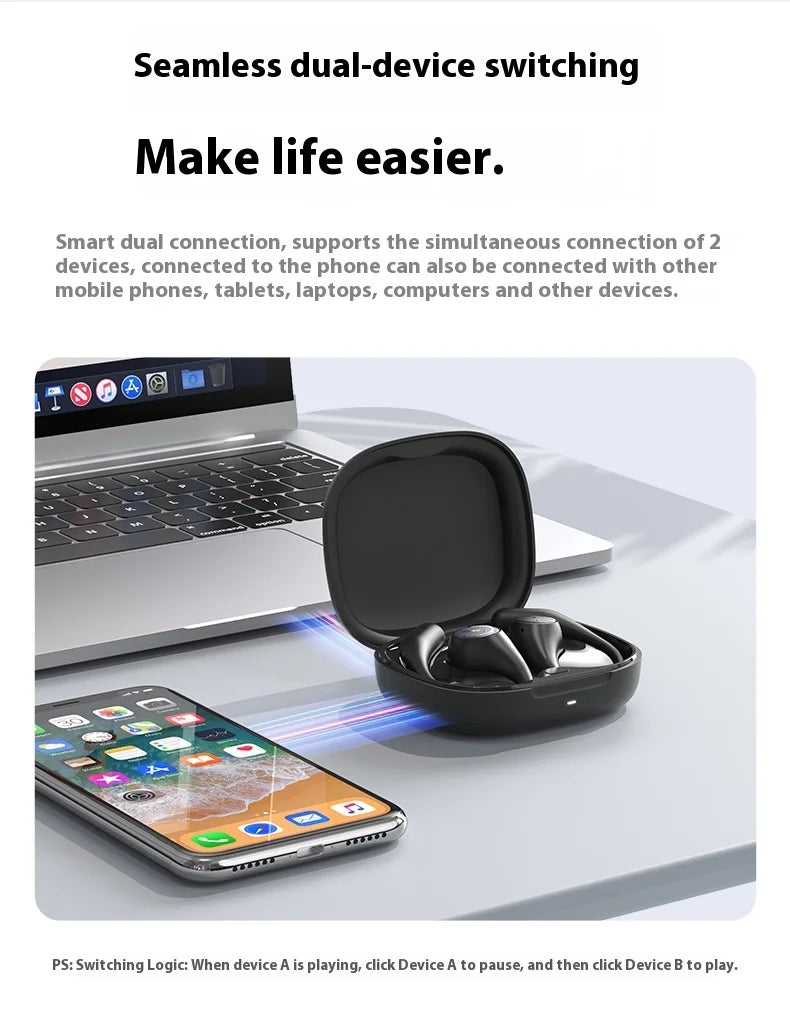 EarFun OpenJump Open-Ear Wireless Earbuds 4-mic AI Noise Cancellation IPX7 Waterproof Hi-Res LDAC Low Latency Earphone Custom