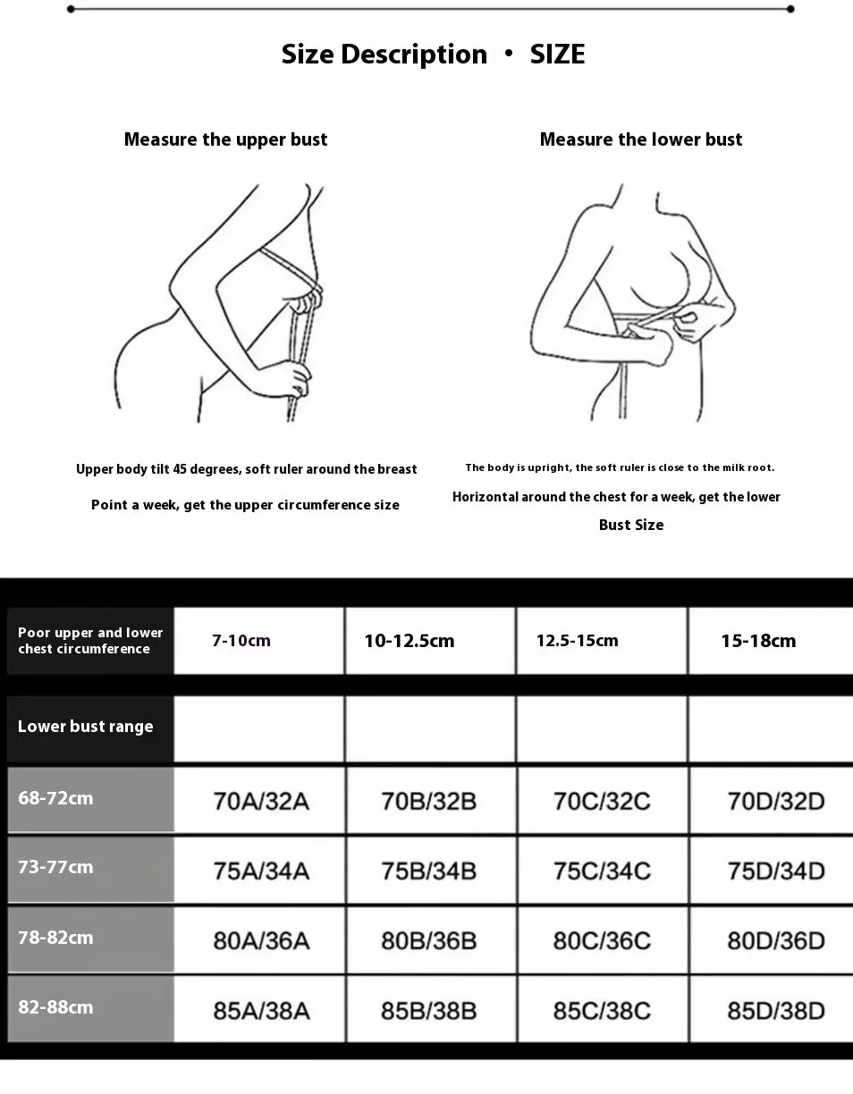 Women's Bra Lifting Non-marking Gathering Show Large Half Cups to Collect Side Breasts to Prevent Sagging Non-steel Ring Bra