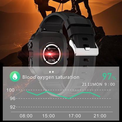 Smart Watch Men With LED Lighting Compass Sports Fitness Tracker Watch IP67 Waterproof Bluetooth Talk SmartWatch 2024