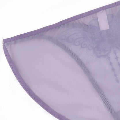 Women Sexy Underwear Lace Mesh See-through Comfortable Briefs Lace Butterfly Embroidery Breathable Low Waist Underpants